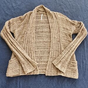 Free People Open-Front Textured Knit Cardigan - Tan